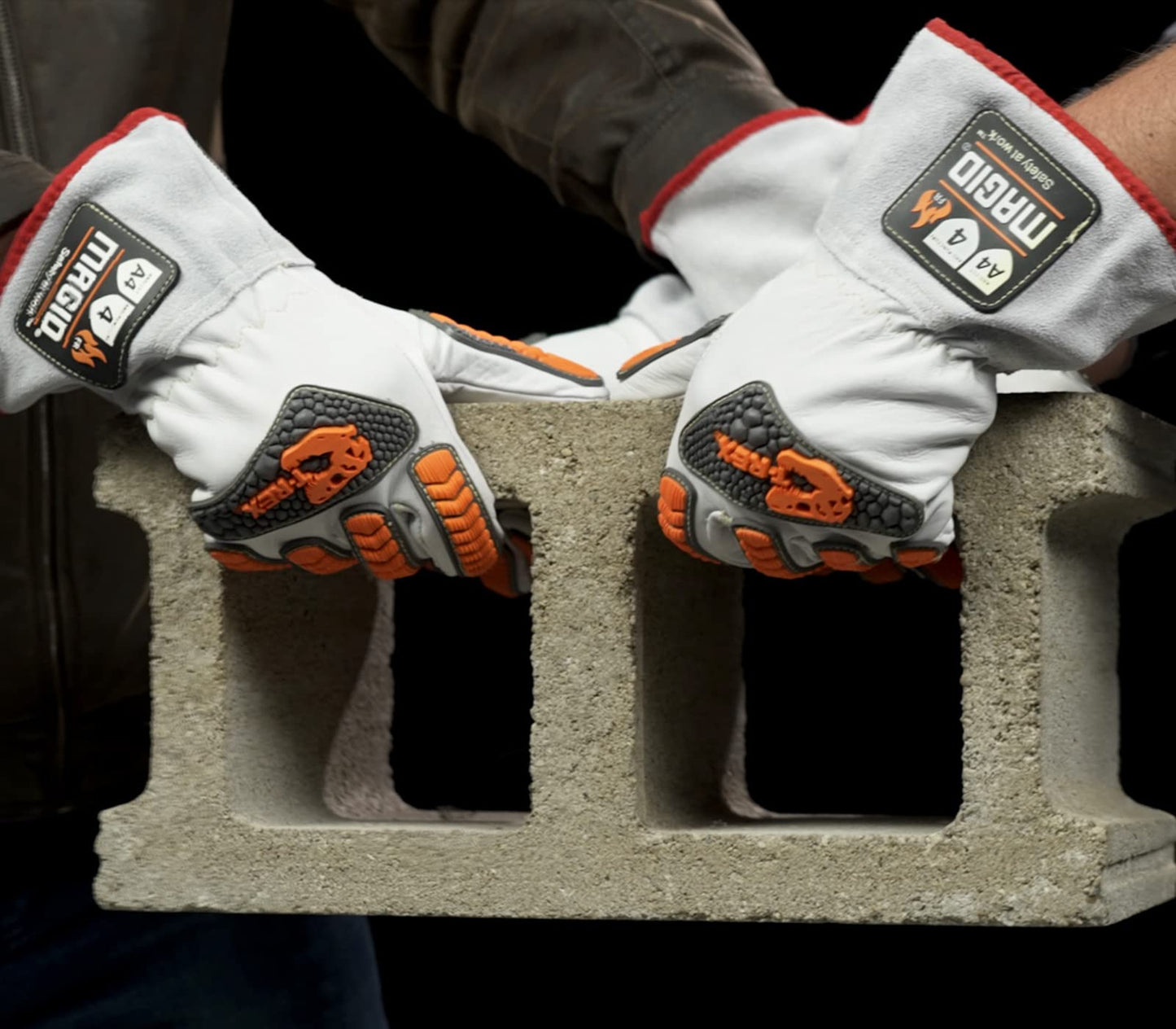 MAGID T-REX TRX848M Inferno Series Heat Resistant Welder's Gloves, 24 Pairs, Full Leather, Size 9/L, Red & Gray