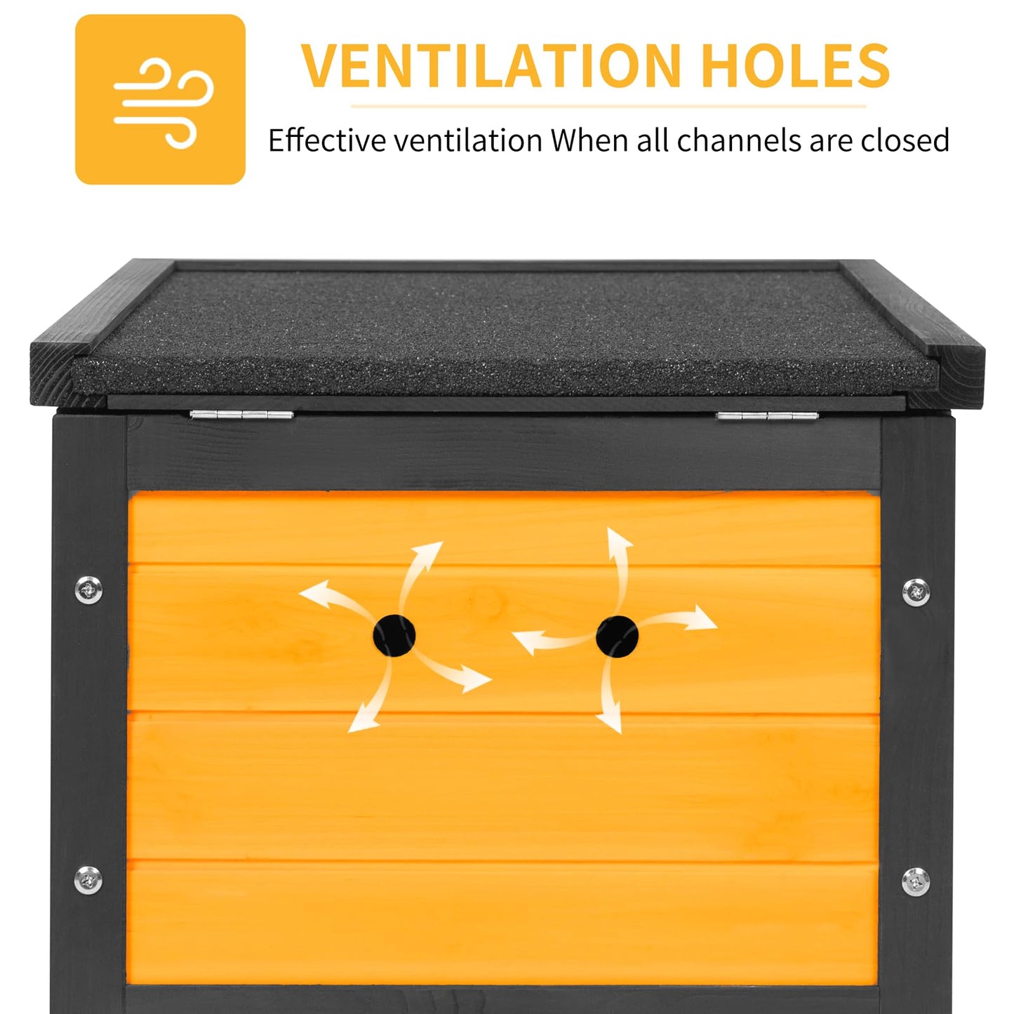 GEGURI Outdoor Cat House Weatherproof, Rabbit Hutch & Indoor Bunny Cage, Wooden Shelter for Feral Cats, Rabbits, Chickens & Small Animals