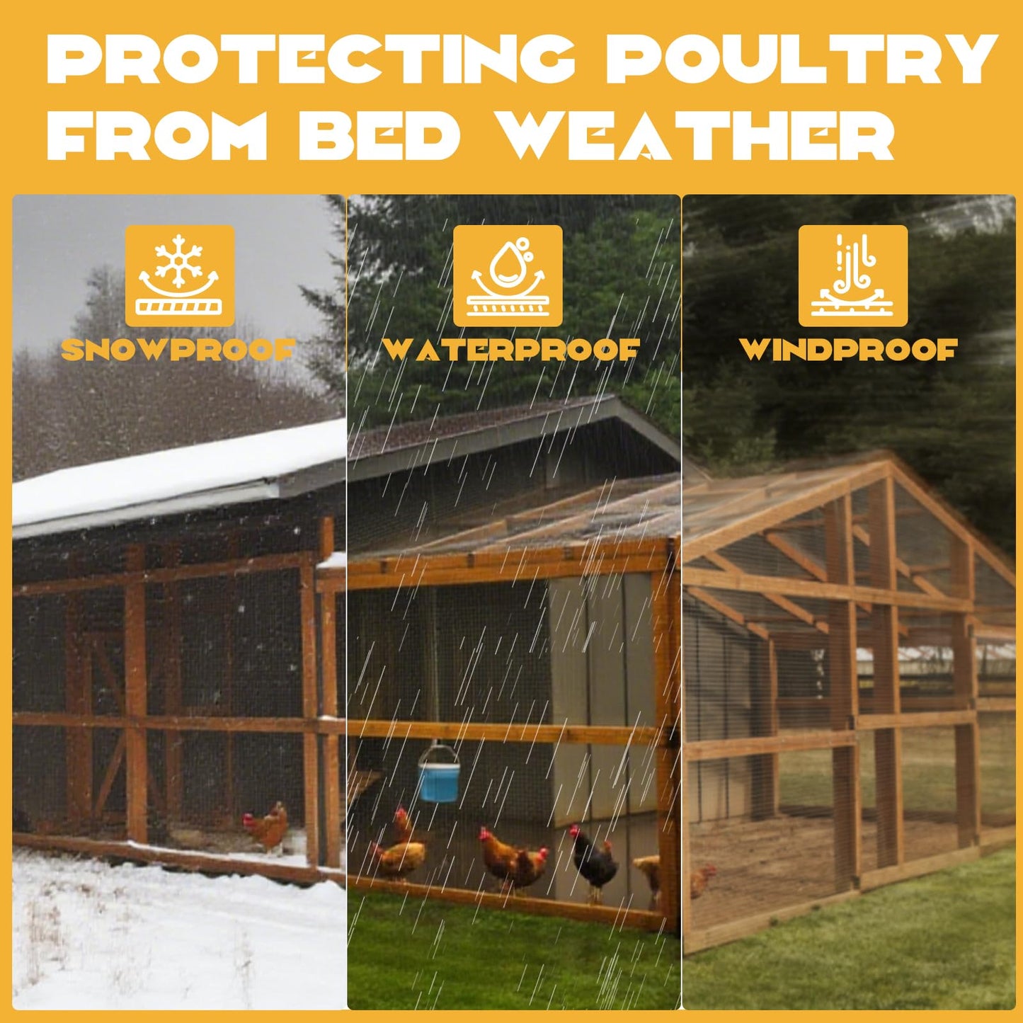 16Mil Chicken Coop Covers for Winter,4x6ft Thicken Clear Winterizing Insulation Vinyl Tarp for Chicken Run,Transparent Waterproof Anti-Tear with Elastic Cords & Rope for Porch Patio Poultry Enclosure