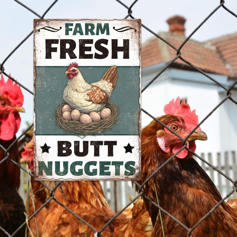 GLASSWINDS 9 Pcs Chicken Coop Signs, Funny Chicken Signs Chicken Decor Outdoor 8×12 Inch, Chicken Metal Tin Sign Chicken Coop Accessories for Farm Yard Garden Easter Chicken Lovers