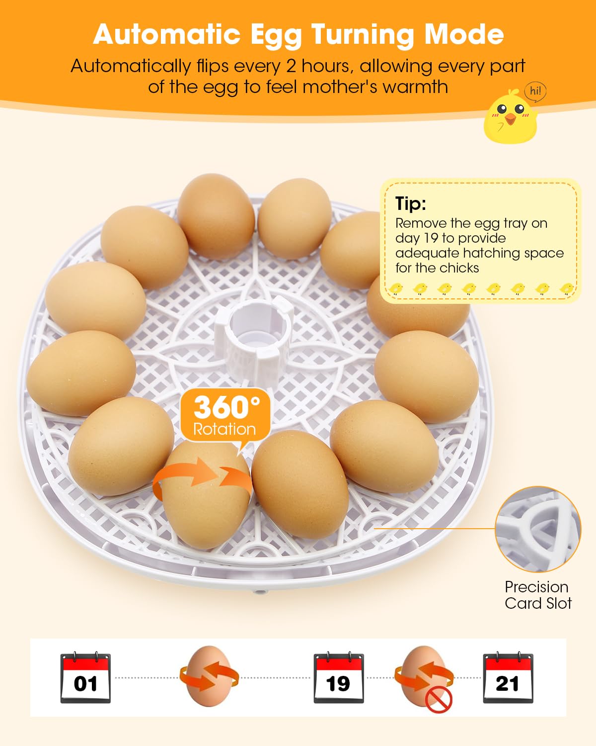 Egg Incubator with Automatic Egg Turning Control, Incubators for Hatching Eggs, Chicken, Ducks, Goose, Pigeon, Quail, Parrot Incubator for Farm, Lab, Science Classroom, Home