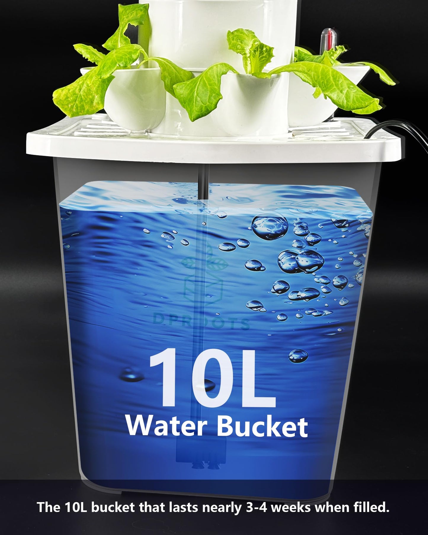 DPROOTS Hydroponics Tower Growing System，45 Pods Vertical Indoor Garden，360° Full-Spectrum Lights, Automatic Water Circulation System，Suitable for Leafy Greens and Herbs，Include Seed Starter Tray