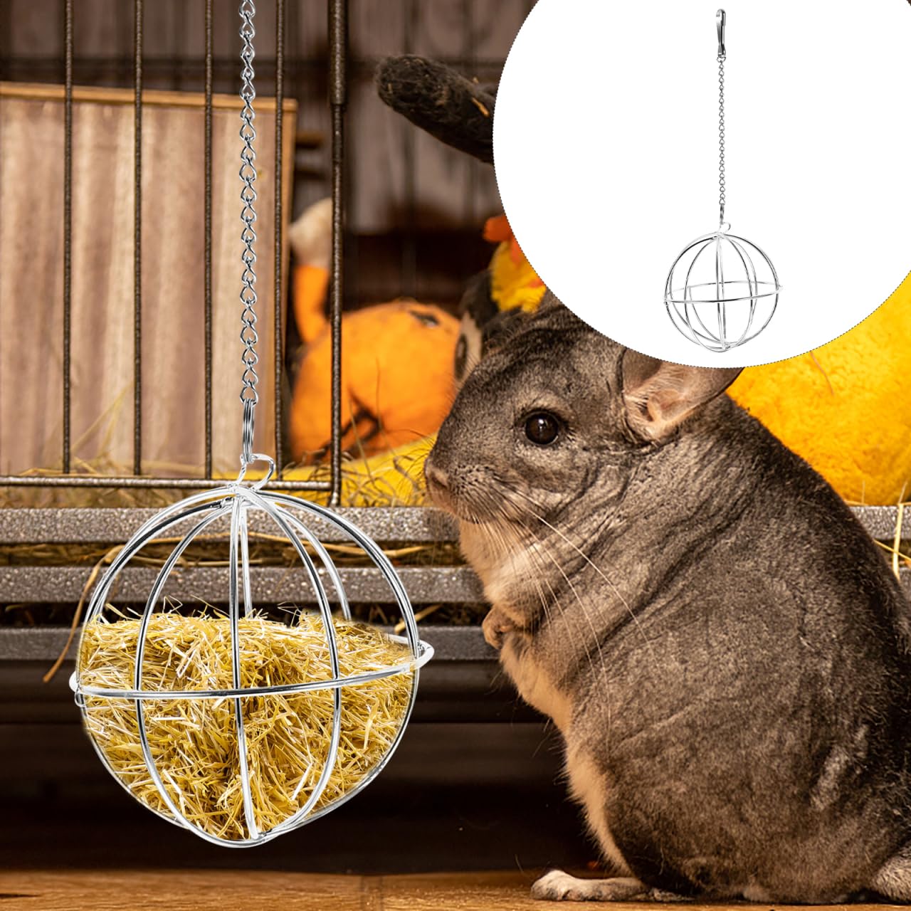 Balacoo Chinchilla Hay Feeder - Hanging Rabbit Hay Feed Dispenser, Stainless Steel Guinea Pig Holder Ball Feeder Toy for Bunny Guinea Pig Hamster Rat