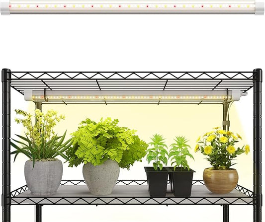 FREELICHT T8 Grow Lights for Indoor Plants, 2FT Full Spectrum, 30W, 4 Installation Methods, 5000K Linkable LED Grow Light Strips for Plant Shelf Greenhouse Succulent Seeding, 1 Pack