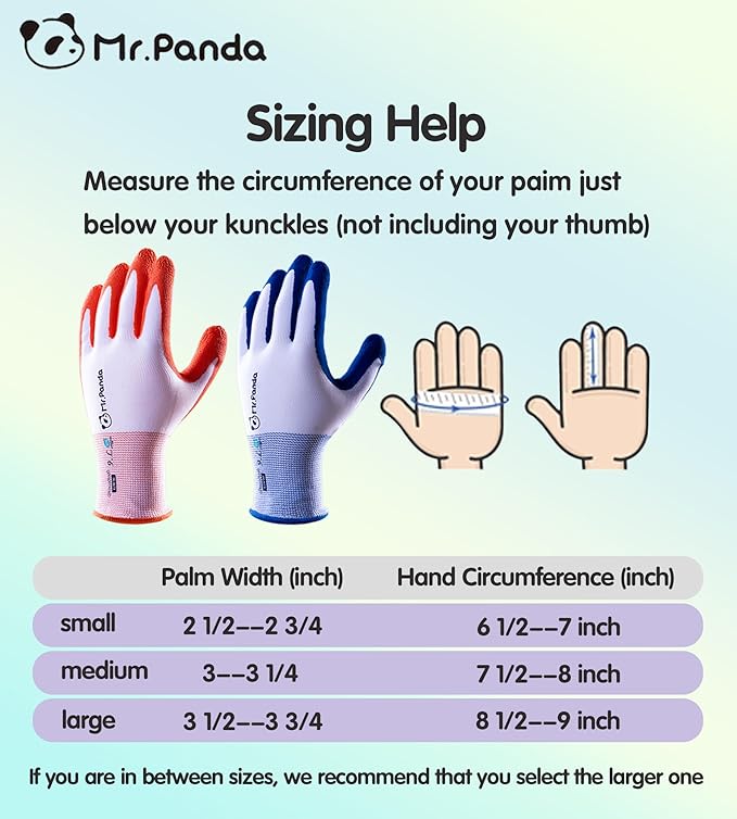 Mr.Panda 2 Pairs Skin-Friendly Gardening Gloves for Women, Latex Coated Garden Gloves, Ladies Outdoor Yard Work Gloves, Breathable, Blue & Red, Large