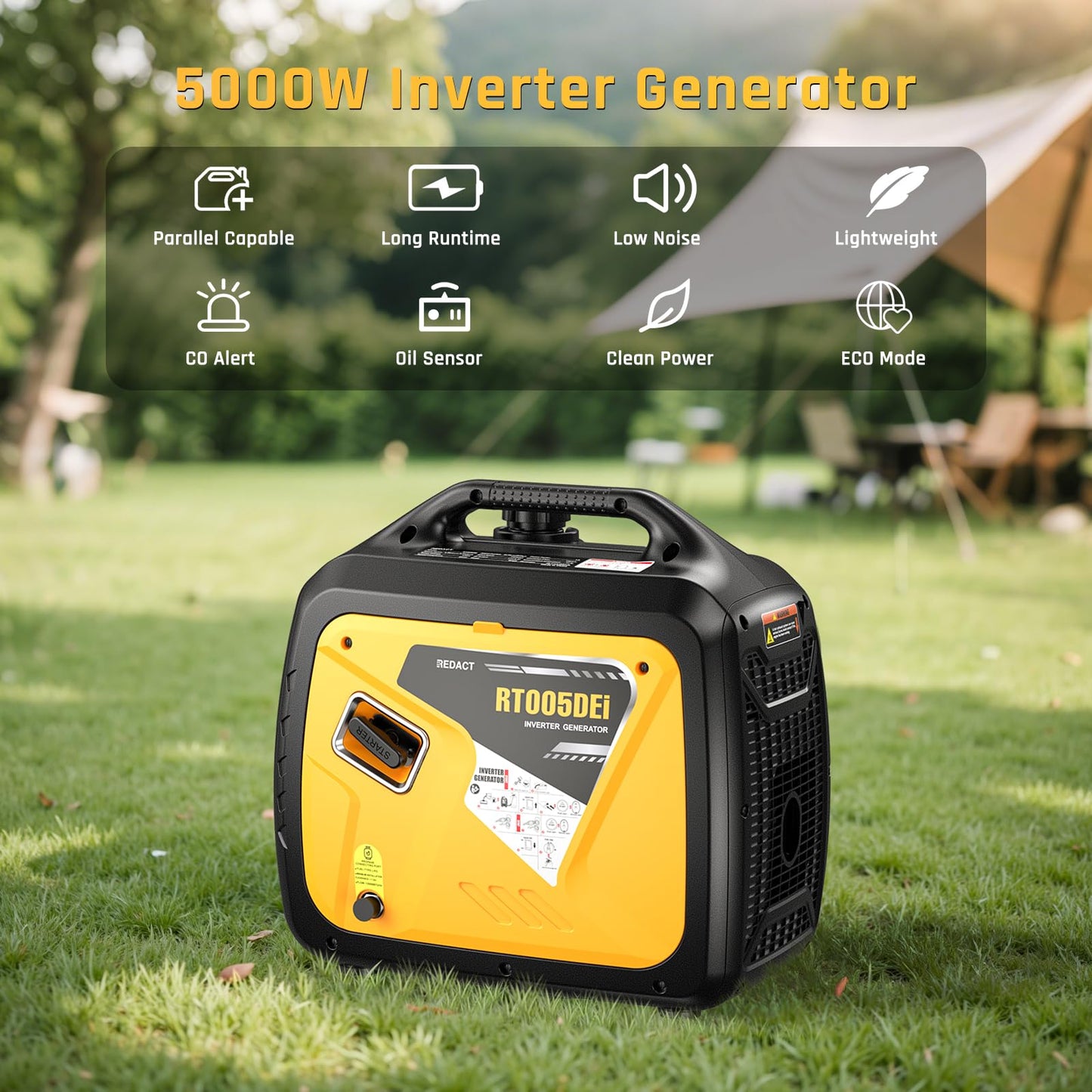 5000 Watts Portable Dual Fuel Inverter Generator– Small Gasoline LPG Powered for Home Backup, Camping, RV, Tailgating with CO Protection, Eco Mode, Recoil/Electric/Remote Start, Parallel Capable
