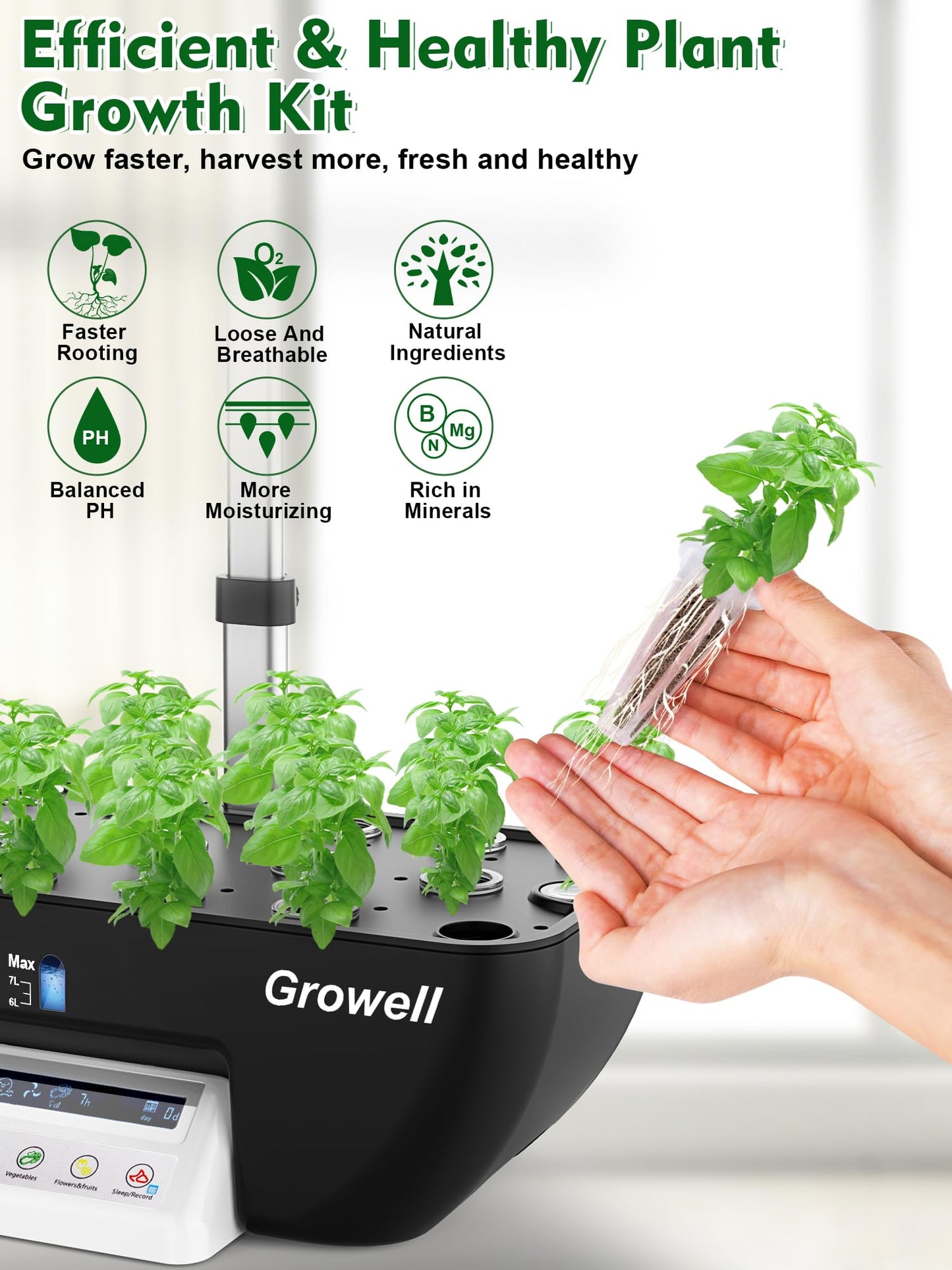 Growell 120 Pods Large Hydroponics Growing System Kit & 182pcs Seed Pod Kit