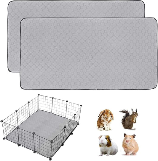 Guinea Pig Cage Liners, 2 Pack 36'' X 36'' Washable Guinea Pig Pee Pads, Non Slip Reusable Super Absorbent Guinea Pig Training Mat Bedding Fleece for Small Animals Hamster Rabbit Chinchilla Rat