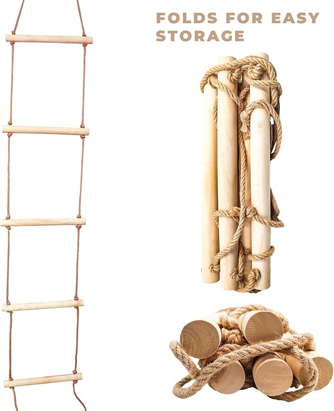 Chicken Coop Accessories, Wooden Long Rope Ladder, Chicken Roosting Bars, Perch Swing Toys for Hens, Geese, Ducks, Turkeys, Other Poultry