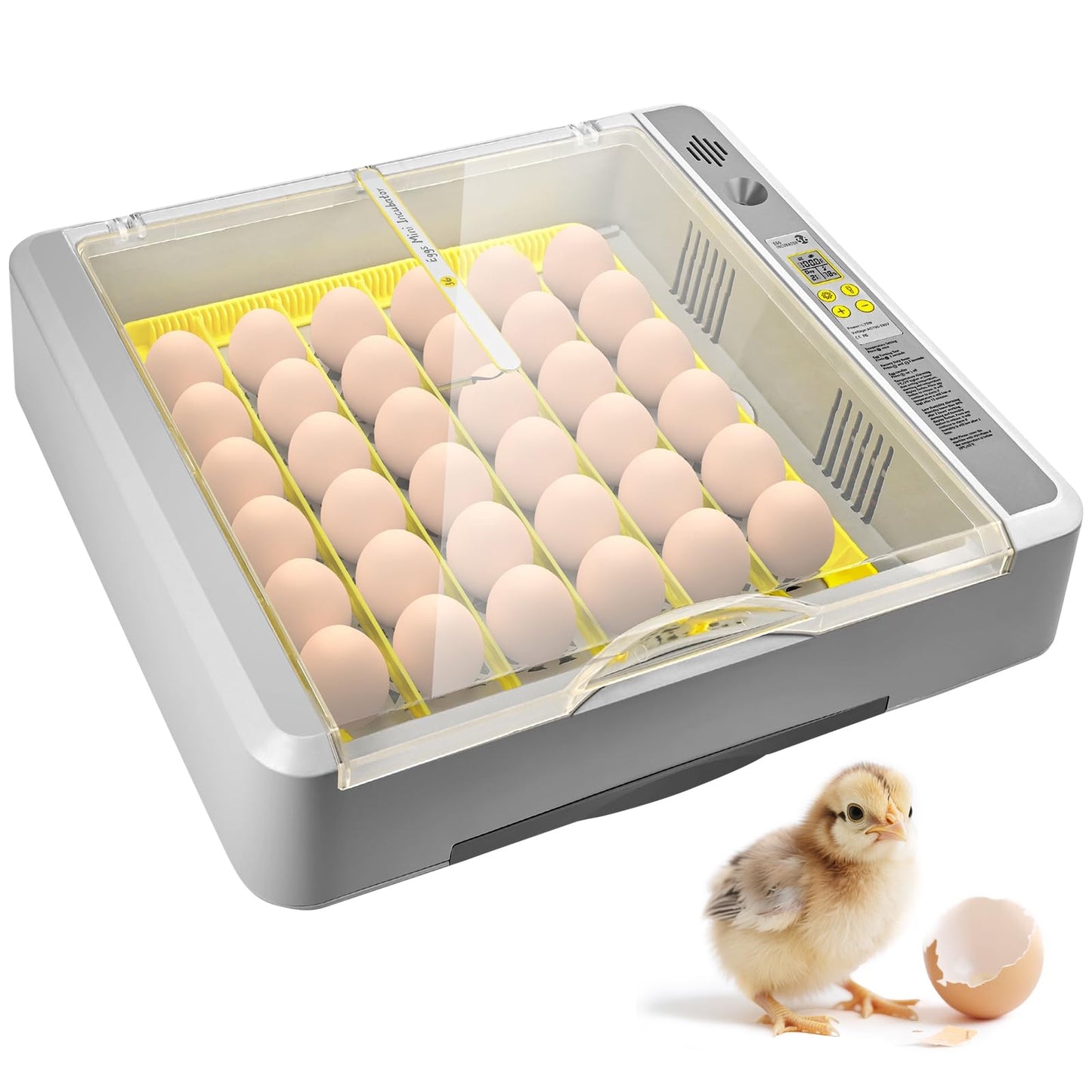 36 Eggs Incubator for Hatching Chicks with Automatic Turner Temperature & Humidity Control, Multifunctional Ultra-Clear Panoramic View with Hatch Days & Egg Candler for Chicken, Duck, Goose, Bird