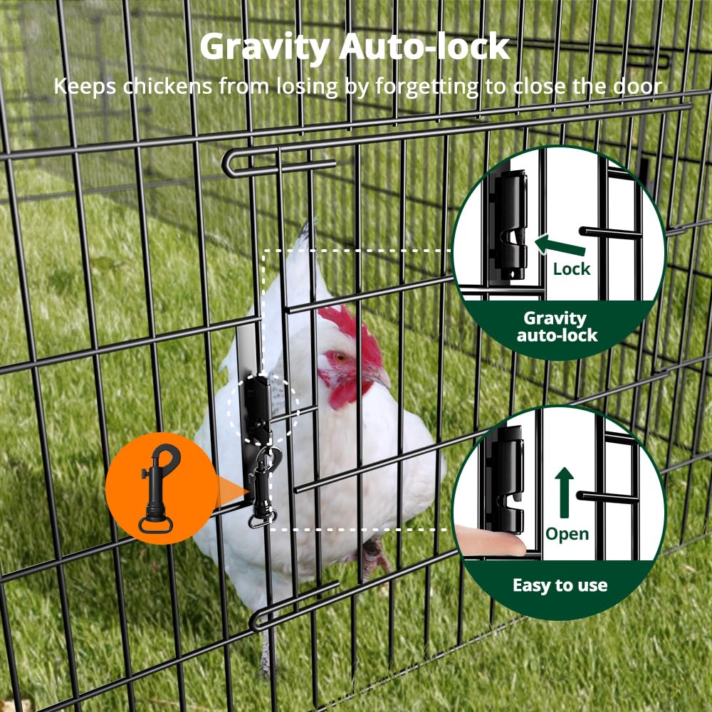 PawGiant Chicken Coop Chicken Run Pen for Yard with Cover 130"×40"×40" Outdoor Metal Portable Chicken Tractor Cage Enclosure Crate Outside for Small Animals Duck Rabbit Hen