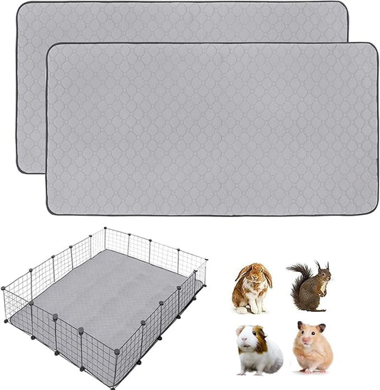 Guinea Pig Cage Liners 48'' X 60'', 2 Pack Guinea Pig Bedding Washable, Non Slip Reusable Super Absorbent Guinea Pig Pee Pads Mats Fleece for Small Animals Hamster Rabbit Chinchilla Rat