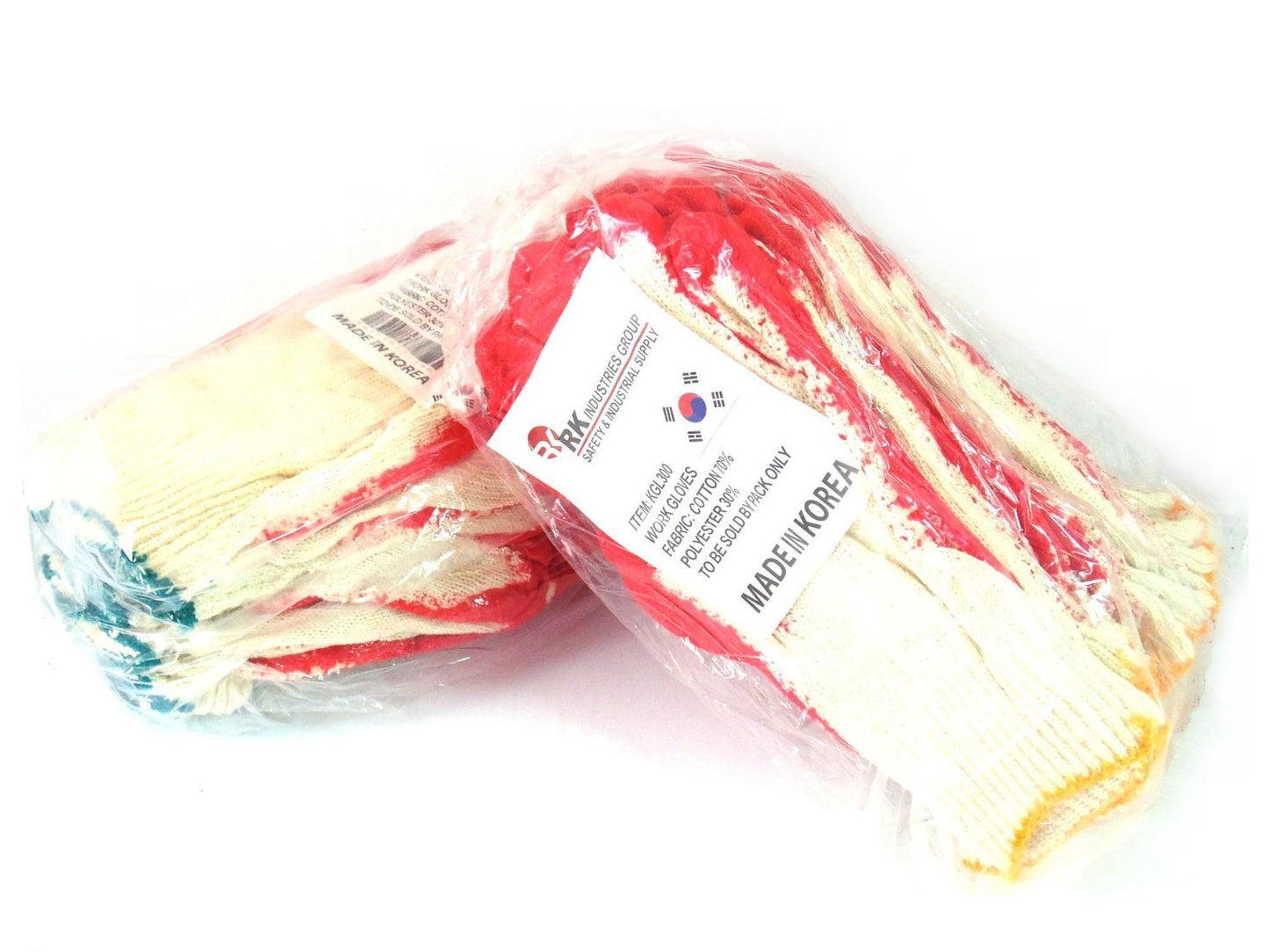 Better Grip 300 Pairs String Knit Red Palm Latex Dipped Gloves, Made in Korea -WRGKR300W/B