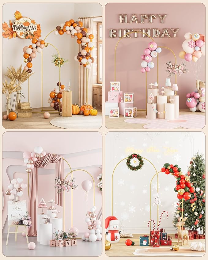 Wedding Arch, Metal Arch Backdrop Stand, Balloon Arch Stand Wedding Frame for Ceremony Decoration (Gold, 7.2FT, 6FT Arch Backdrop)