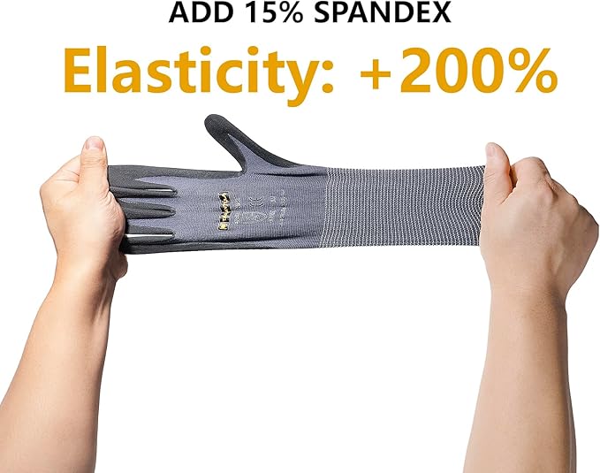 Tarantula Safety Work Gloves MicroFoam Nitrile Coated 12 Pairs,Endurance Seamless Knit Nylon,Dots on Palm,Dot Grip Gloves,Lagre