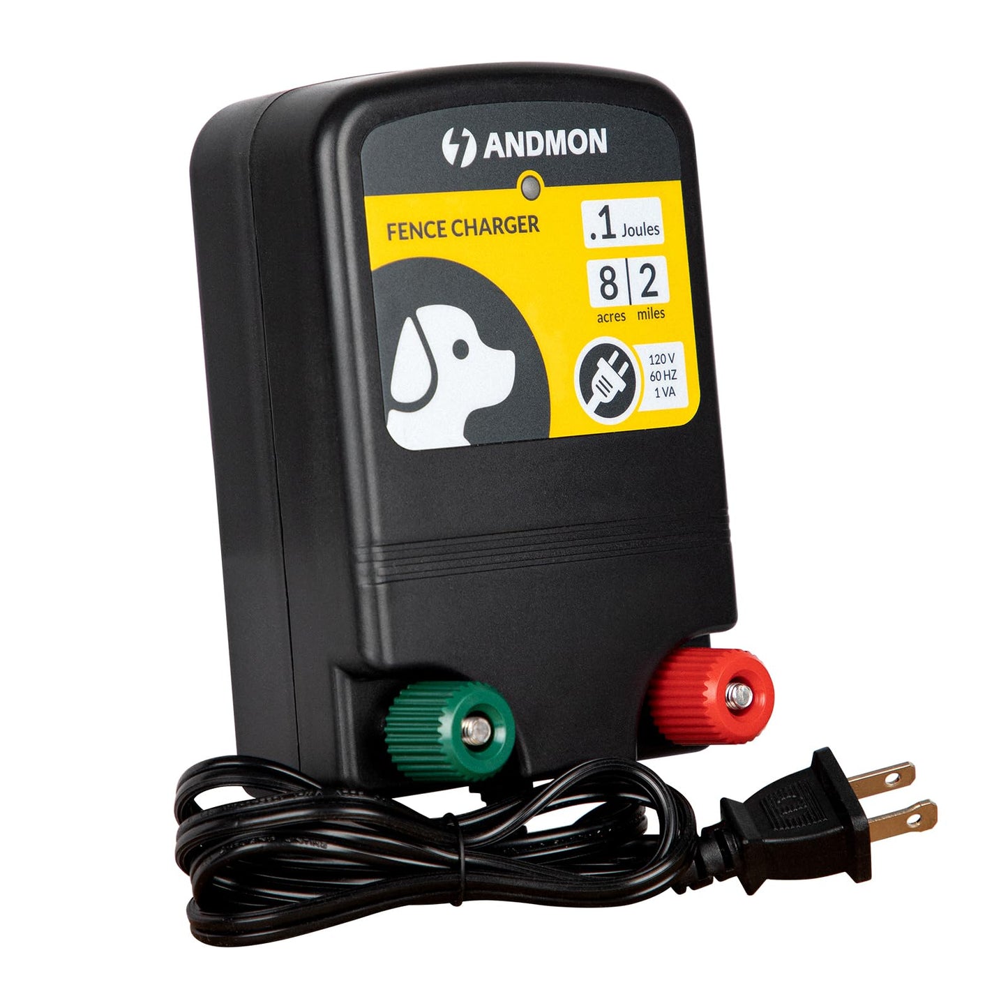 0.12 Joule Electric Fence, AC-Powered Electric Fence Charger for 2 Miles & 8 Acre Protection, Electric Fence Energizer Ideal for Gardens, Backyards & Small Livestock