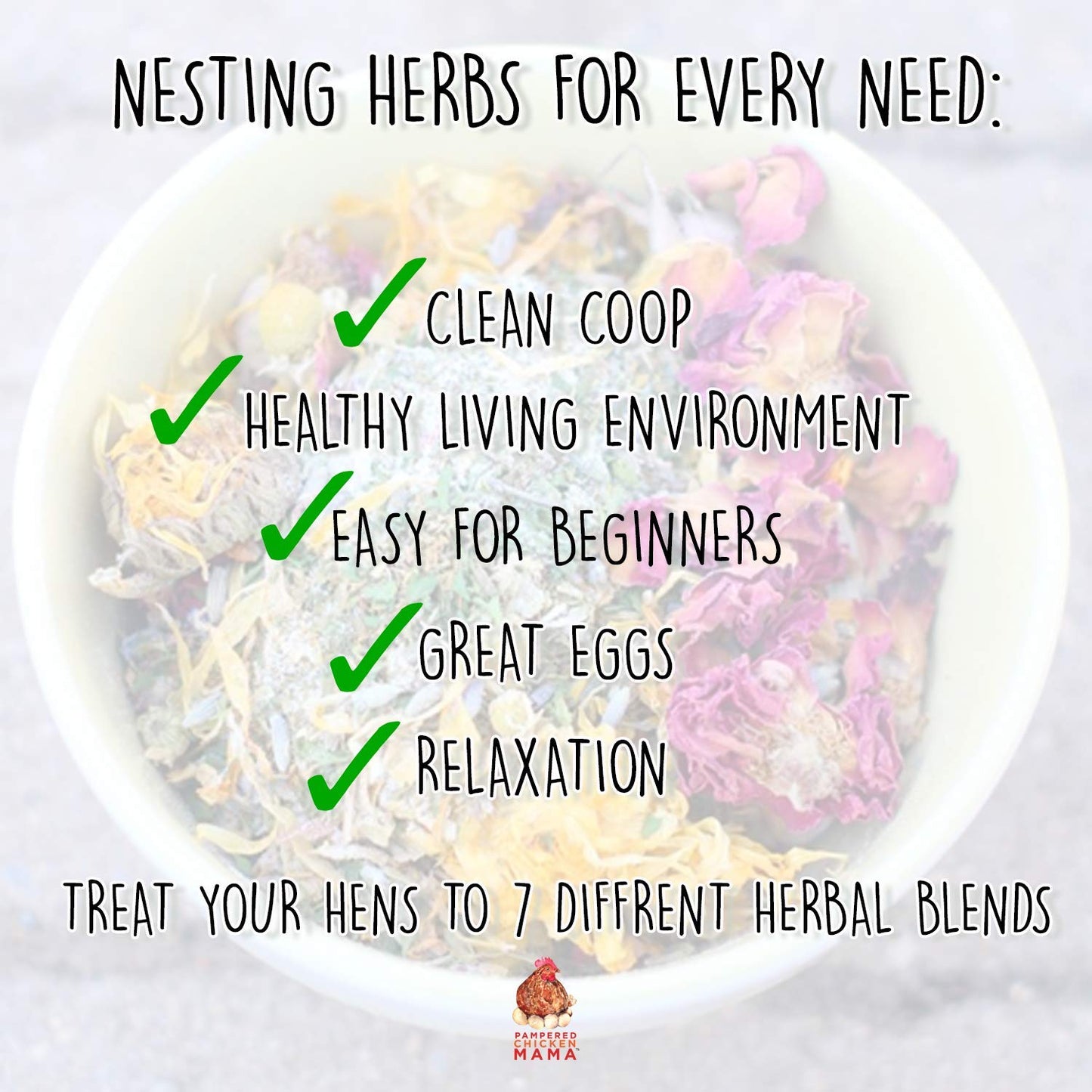 Pampered Chicken Mama Backyard Chicken Nesting Herb Starter Bundle - 7 Different Nesting Herb Blends! (3 lbs Total)