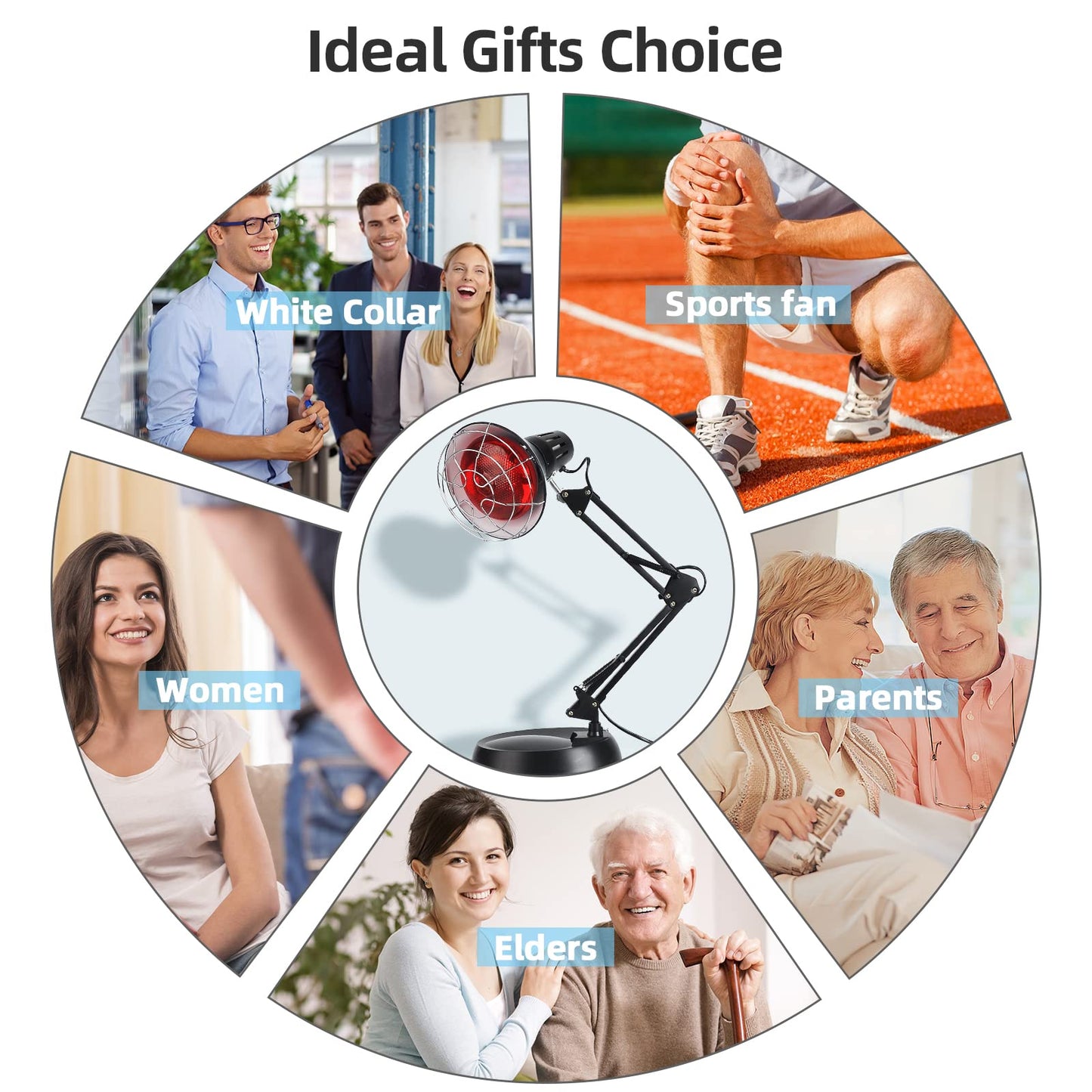 Okyna Infrared Red Light Therapy with Sturdy Base, Heat Lamp Device with 150W Bulb, Adjustable Near Infrared Light Heat Lamp Set for Body Neck Shoulder Joints Back Pain Relief