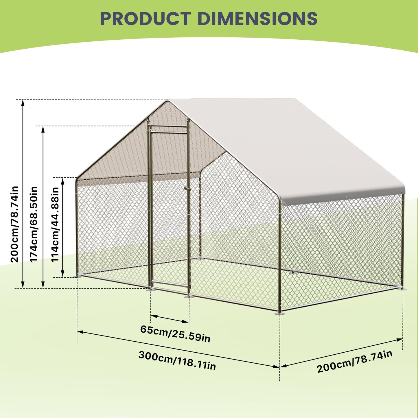 GarveeLife Large Metal Chicken Coop, Large Chicken Run with Waterproof & Anti-UV Cover, Outdoor Chicken Pen for Farm Yard (9.8' L x 6.6' W x 6.6' H)