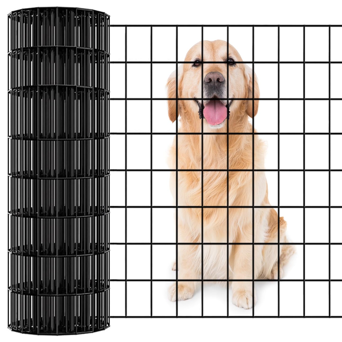 Garden Fence Black PVC Coated Welded Wire Fencing 24 Inch x 100 Foot, 2 Inch x 3 Inch 16GA, Garden Border Fencing Roll Vinyl Coating Metal Wire Mesh for Yard Vegetable Plant Protection Poultry Netting