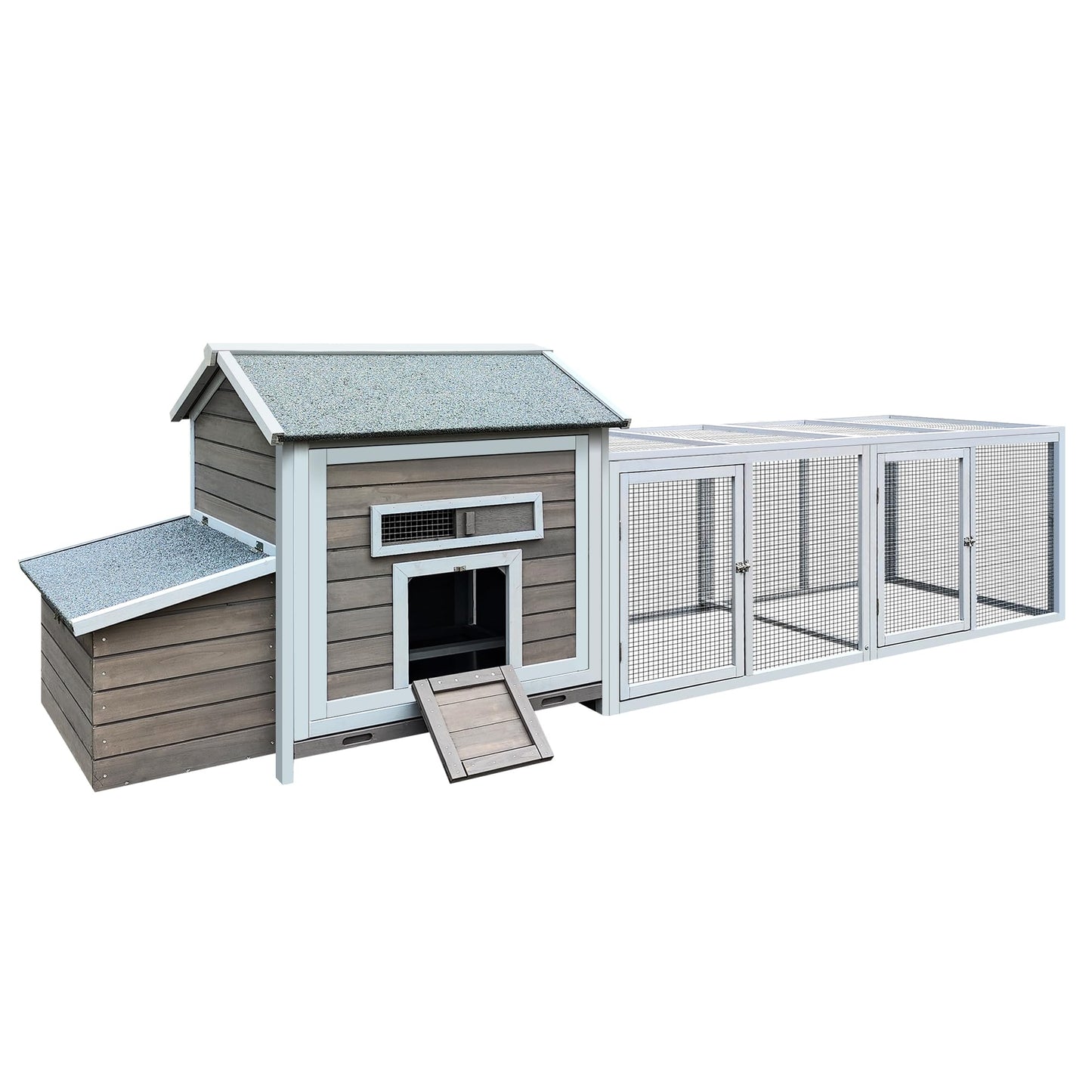 YOPTO 118＂ Large Wooden Chicken Coop Walk-in Poultry Cage with Free-Range Doors, Nesting Box,Leakproof Pull-on Tray,Outdoor Hen House Poultry Cage,for Yard Farm