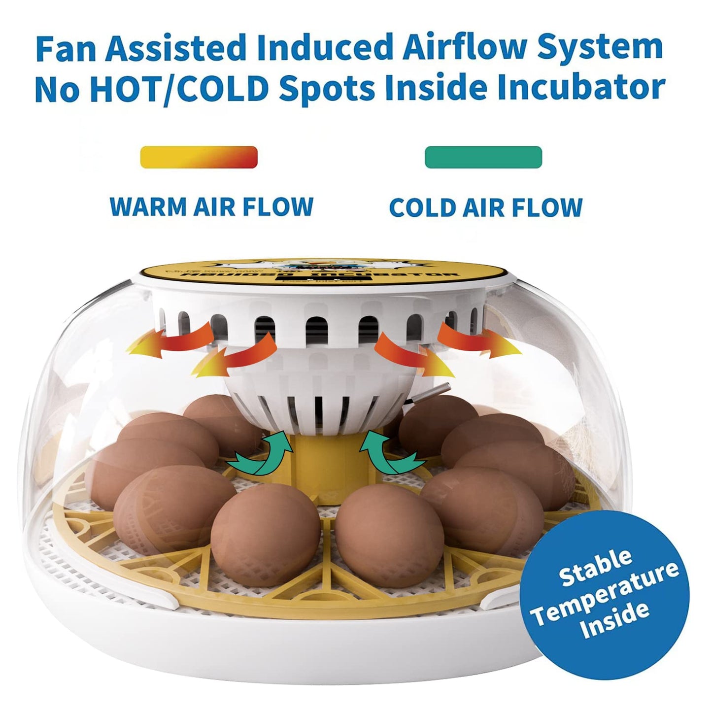 Meuiosd Egg Incubator for Hatching Chicks, 12-24 Egg Incubators with Auto Turning, Automatic Water Top-up, Fahrenheit Display, 360° View Poultry Incubator for Hatching Chicken Duck Quail Parrot