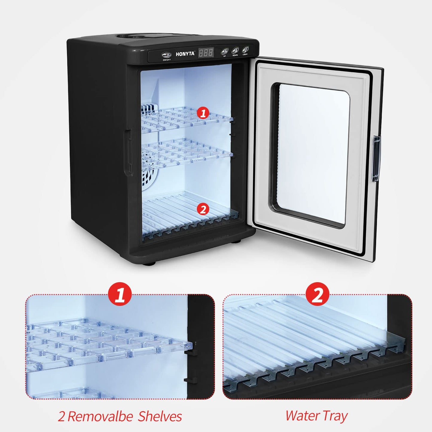 RYFT Incubators for Hatching Eggs, 25L Portable Reptile Scientific Lab Incubator with 5°C-60°C, 12V/110V Heating and Cooling for Small Reptiles (Black)