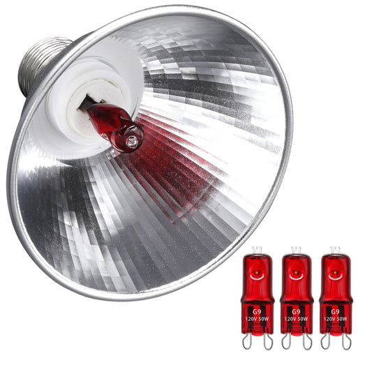 Heat Lamp for Chickens Coop Tiny Chick Brooder, Infrared Flood Light Red Bulbs Replaceable E26 Base 50 Watt Chick Heater for Reptile Pets Duckling Poultry Livestock