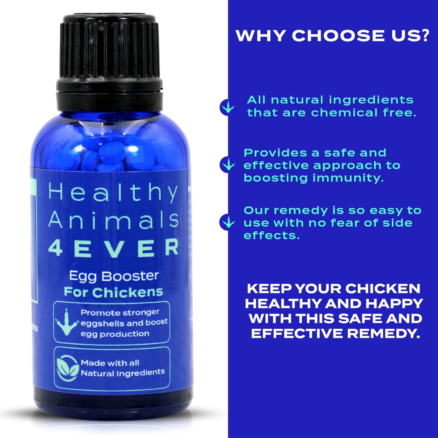 HealthyAnimals4Ever HA4E - Chicken Egg Booster Supplement - Supports Stronger Eggshells & Stress Relief - Highly Effective Homeopathic Formula - Natural Egg Strengthening Tablets - 300 Count