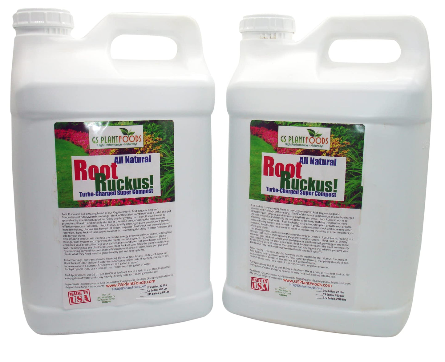 GS Plant Foods Root Ruckus Compost Fertilizer Organic Plant Food - Turbo Charged Compost for Plants - Humic Acid & Sea Kelp Nutritional Root Supplement for Lawns, Soil, Shrubs & Vegetables - 5 Gallons