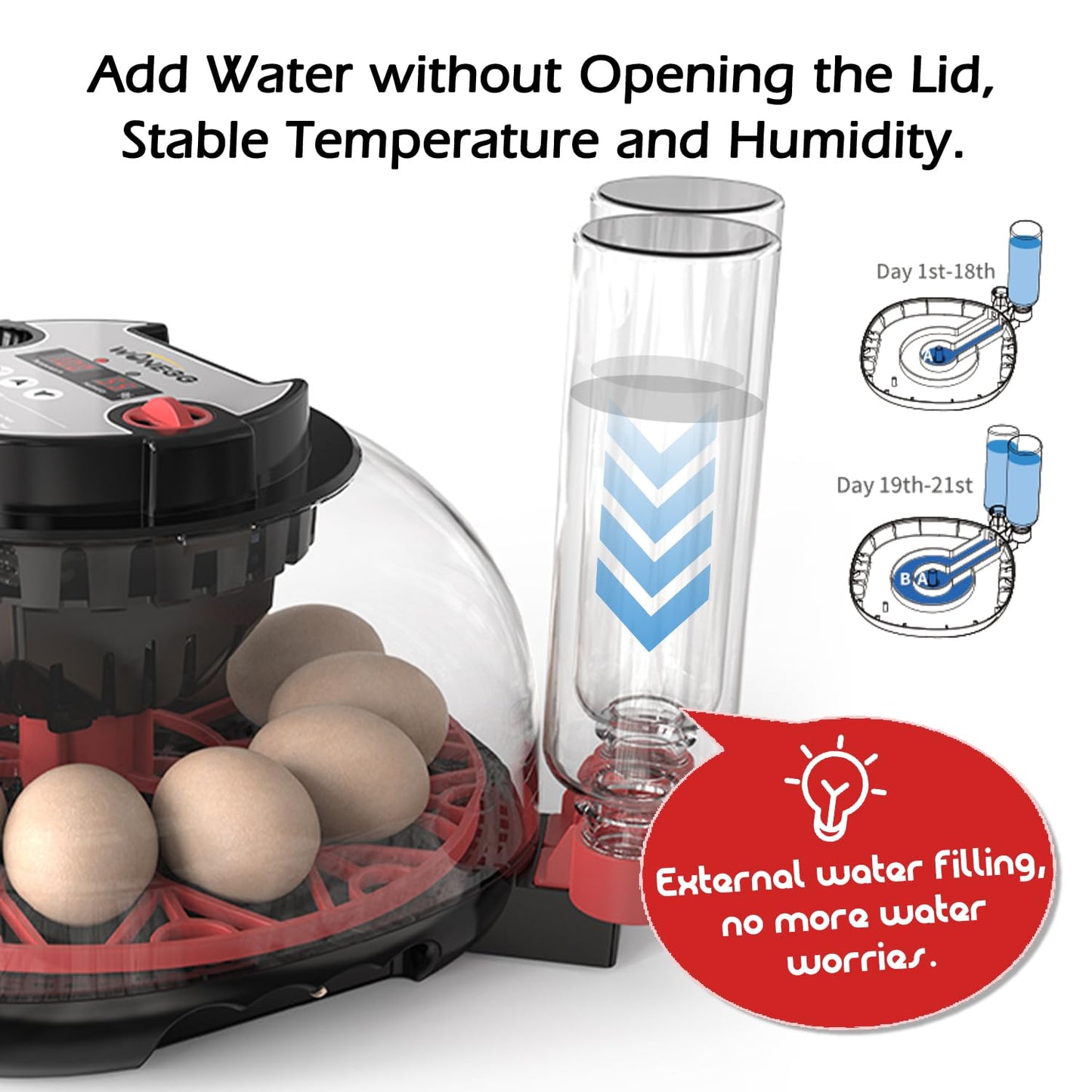 WYD2ANG Smart Chicken Incubators for Hatching Eggs with Automatic Turner Small Poultry Duck Quail 12 Egg Incubator Temperature Control Display Hatcher Machine (M12 Pro)