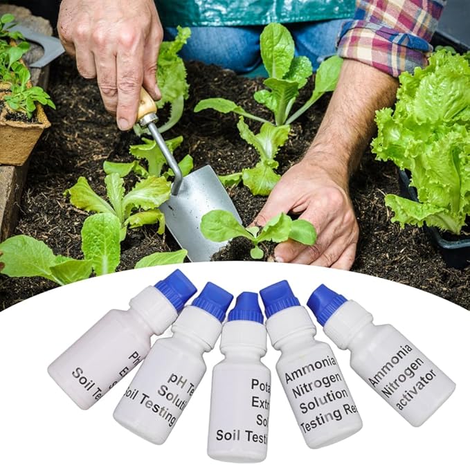 Soil Test Kit, pH Nitrogen Testing Kits Phosphorous Potash Tester with Sampling Tool Centrifuge Tube for Lawns Gardens Nutrients Agriculture Farm Vegetable Plants Care Compost Dirt Flower Grass