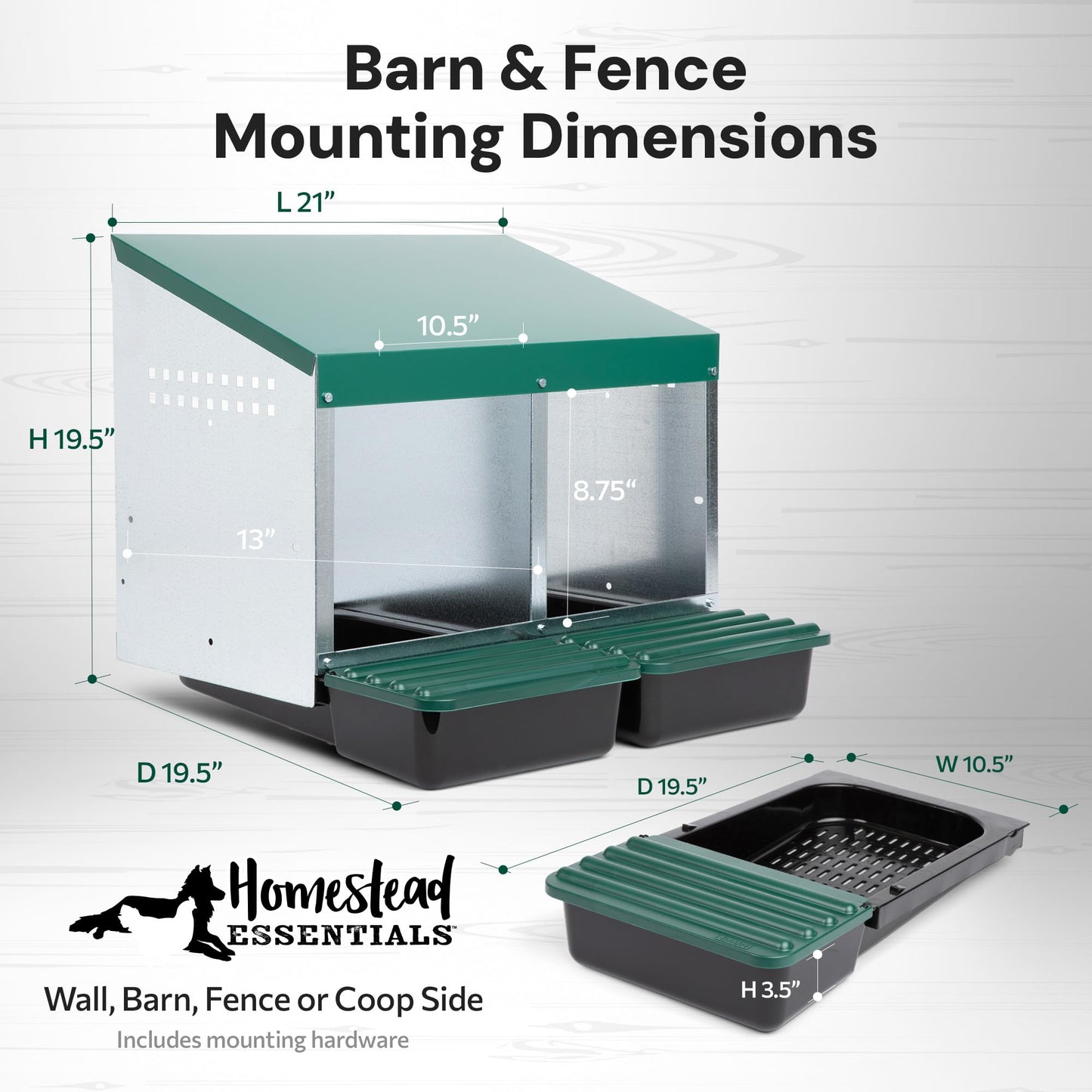 Homestead Essentials Compact Style 2 Compartment, Forward Rollout & Rollaway, Hen & Chicken Nesting Box with Protective Egg Laying Collection Lids