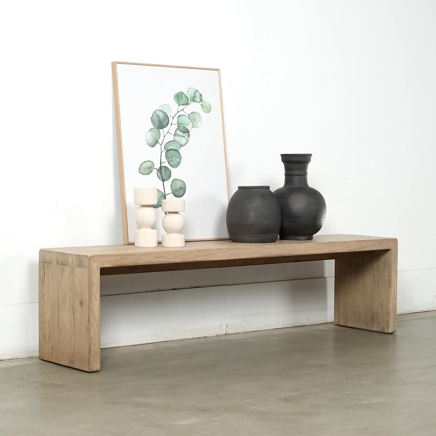 Artissance 70 Inches Waterfall Bench Reclaimed Pinewood Whitewash