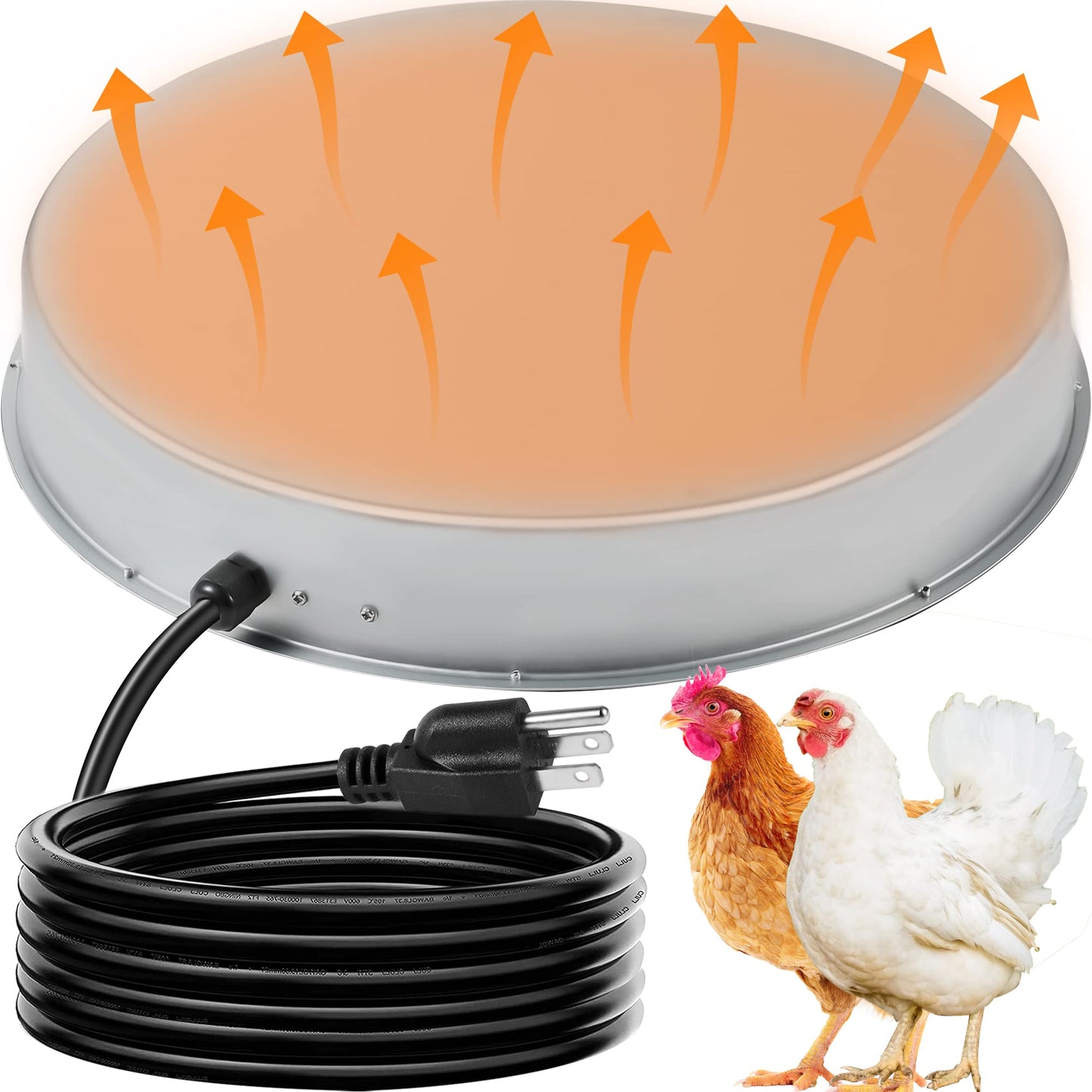 Poultry Chicken Water Heater: Chicken Water Heater Base for Winter, for Plastic/Metal Poultry Watere Under 3 Gallons(11 inch), Heated Waterer for Chickens 130W