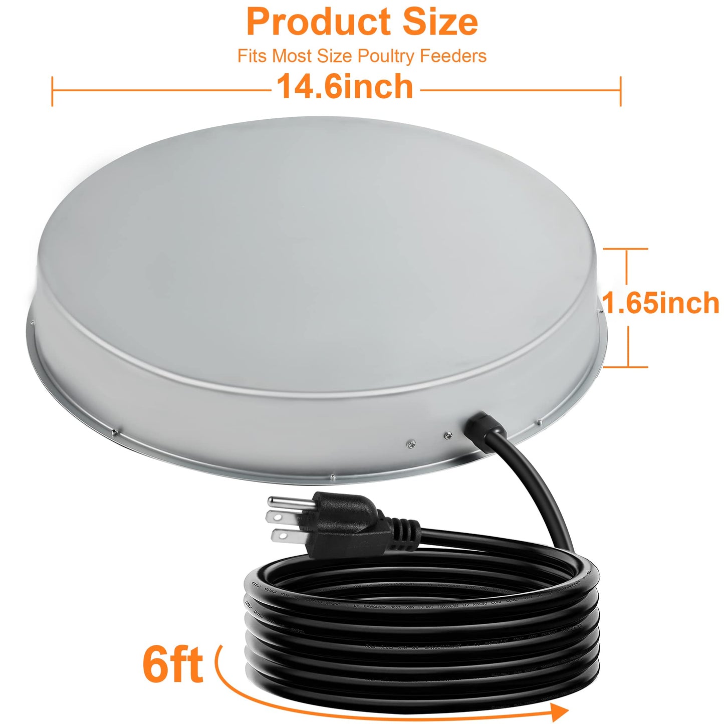 Poultry Chicken Water Heater: Chicken Water Heater Base for Winter, for Plastic/Metal Poultry Watere Under 6 Gallons, Heated Waterer for Chickens 130W