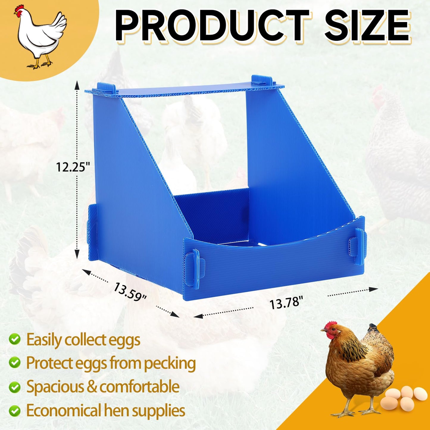 Felmis Chicken Nesting Box,Chicken Nesting Boxes for Laying Eggs, Big Duty Laying Nest Box for Hens, Duck and Poultry, 4 Pack
