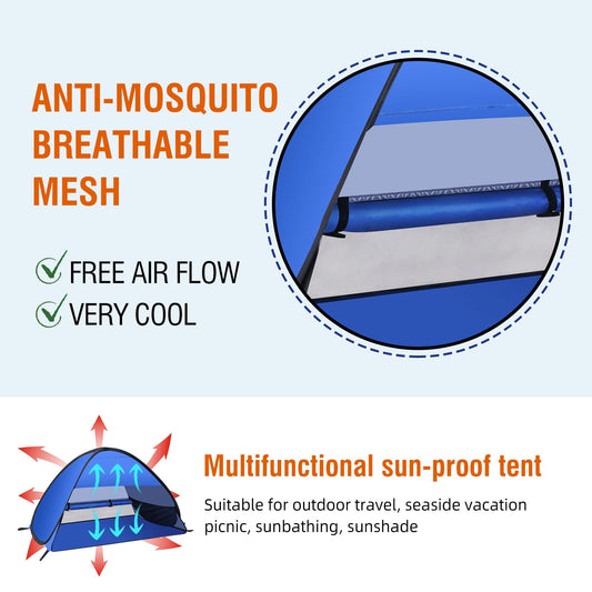 Beach Sun Shelters, Instant Sun Shade Canopy Head PopUp Canopy Automatic Shade Tent for Camping, Portable Windproof Waterproof with Mobile Phone Stand with Tent Nails, with Breathable Mesh, 80cm