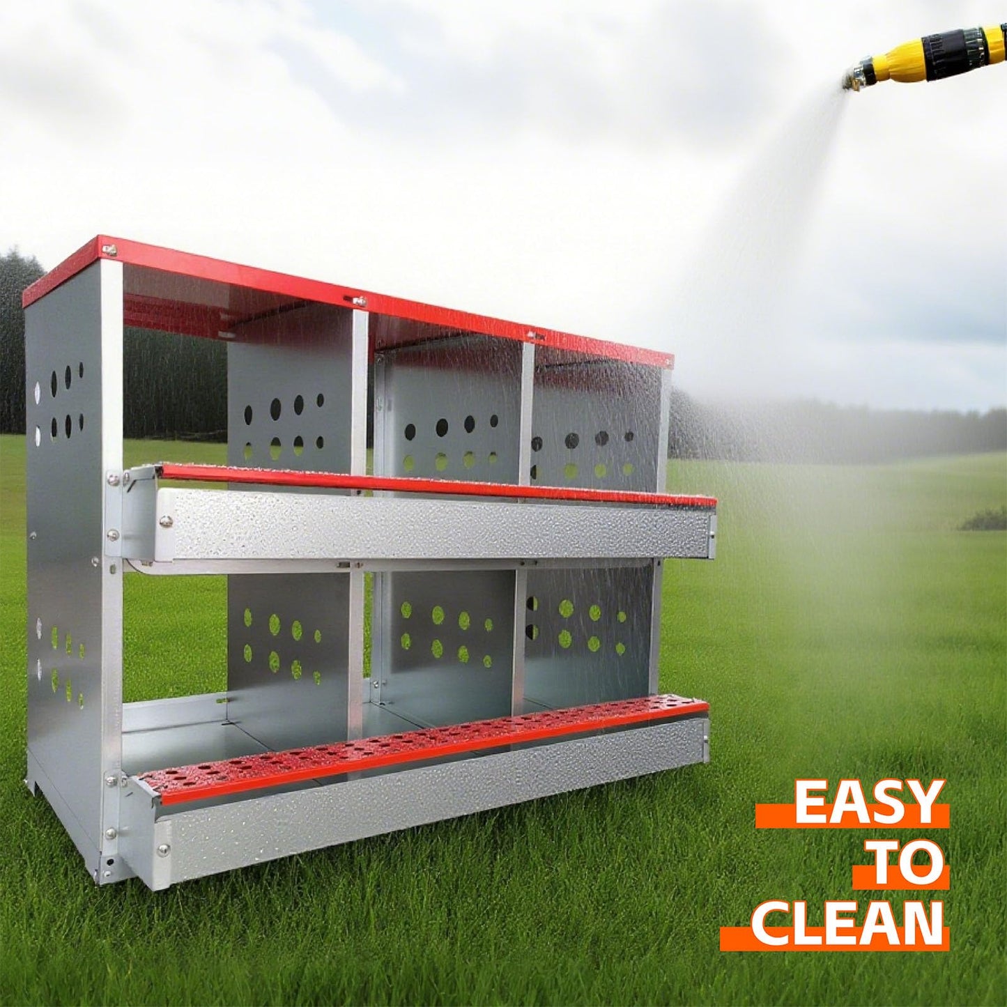 Chicken Nesting Boxes,6 Compartments Metal Chicken Laying Box with Roll Out Egg Collection with Large Vented Holes for Chickens, Hens, Ducks, Large Egg Laying Boxes (6 Compartments)