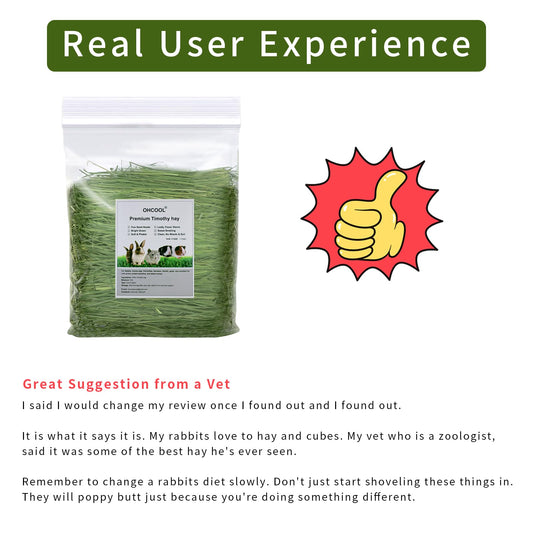 Ohcool Timothy Hay 1.1LB - Dust Free Natural Green Fresh Food Hay for Rabbits Tortoise Guinea Pig Chinchilla