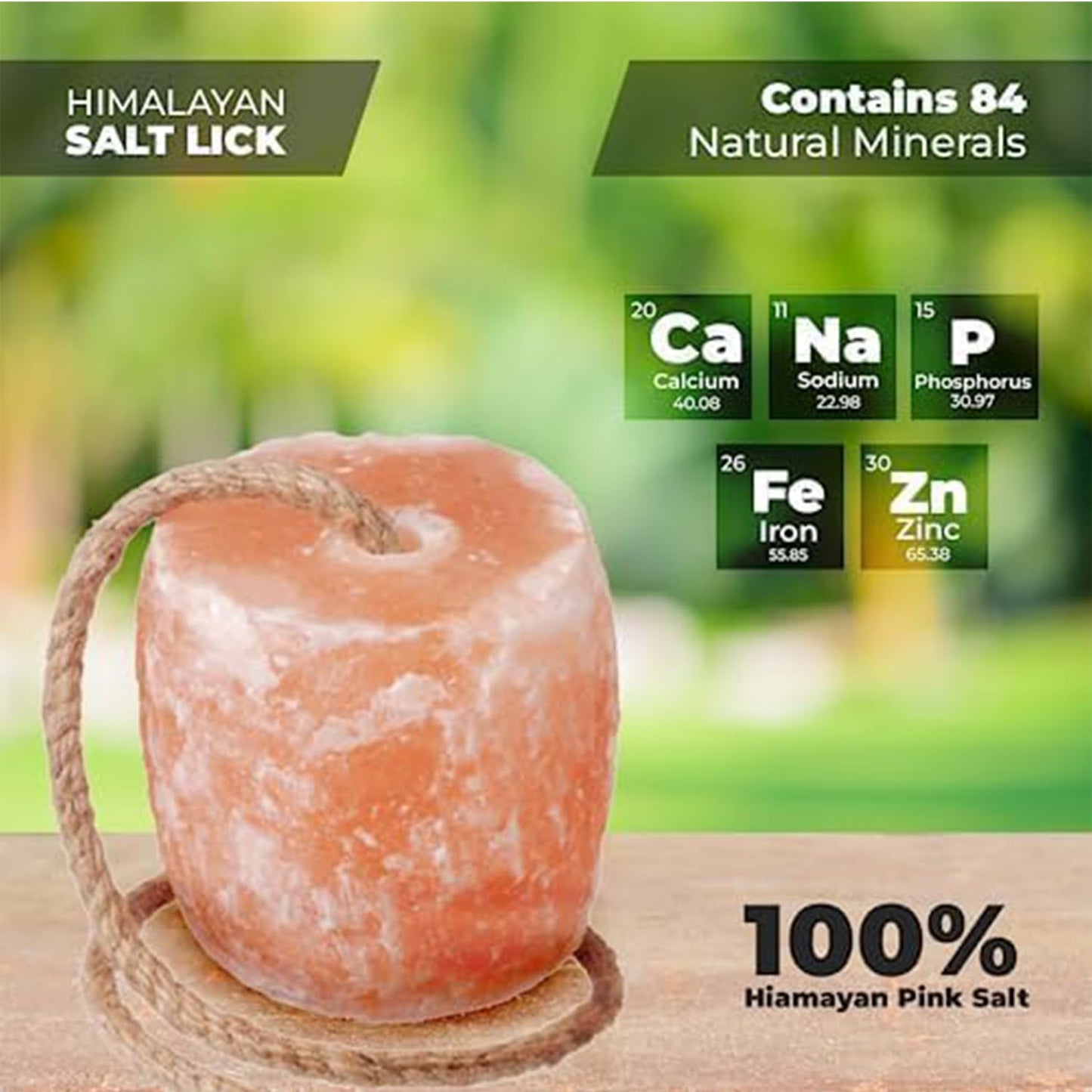 ZK Himalayan Salt Lick for Horses, Livestock– (3-4 lbs) Natural Mineral Salt Block for Goats, Cattle & Deer with Hanging Rope, Weather-Resistant and Great for Dear Hunting (Pack of 1)