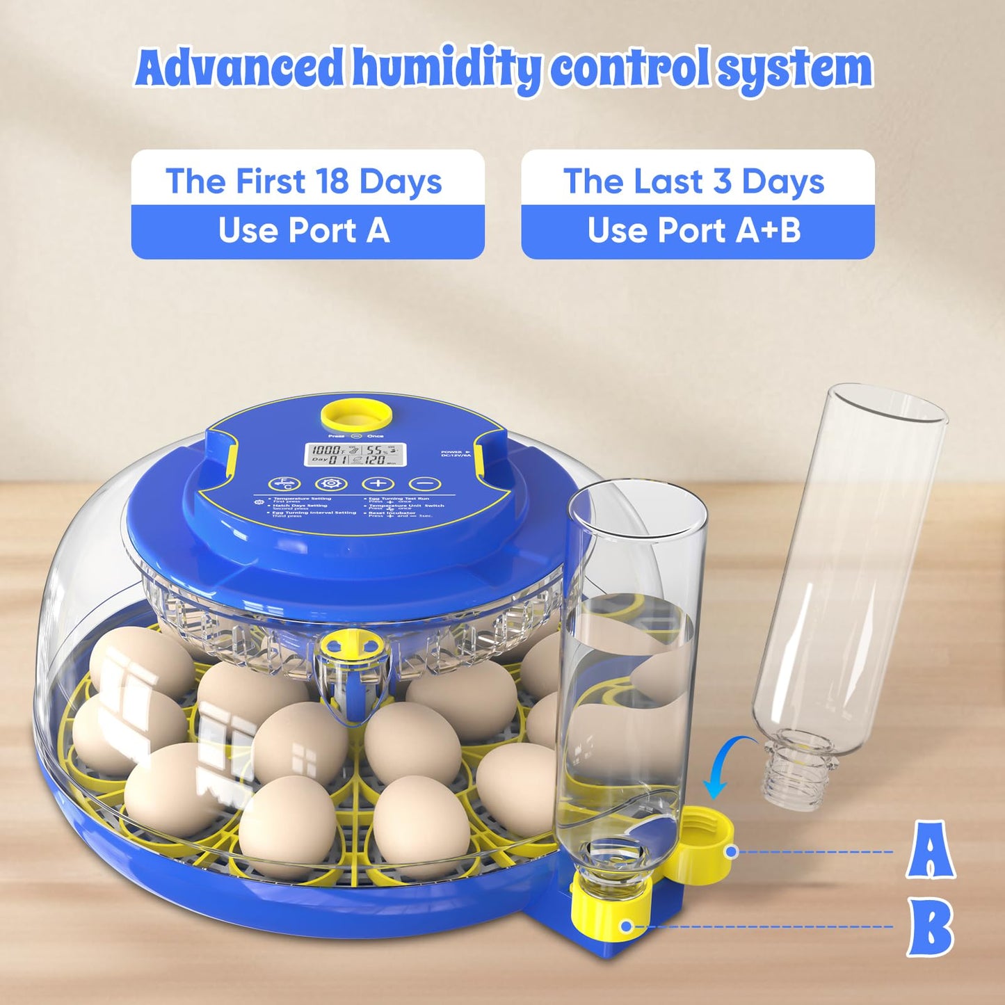 18 Egg Incubators for Hatching Eggs,Egg Incubator with Precise Humidity & Temperature Control,Incubators for Auto Egg Turning,Auto Water Add,Egg Candler,Applicable to Chicken,Goose,Duck,Quail