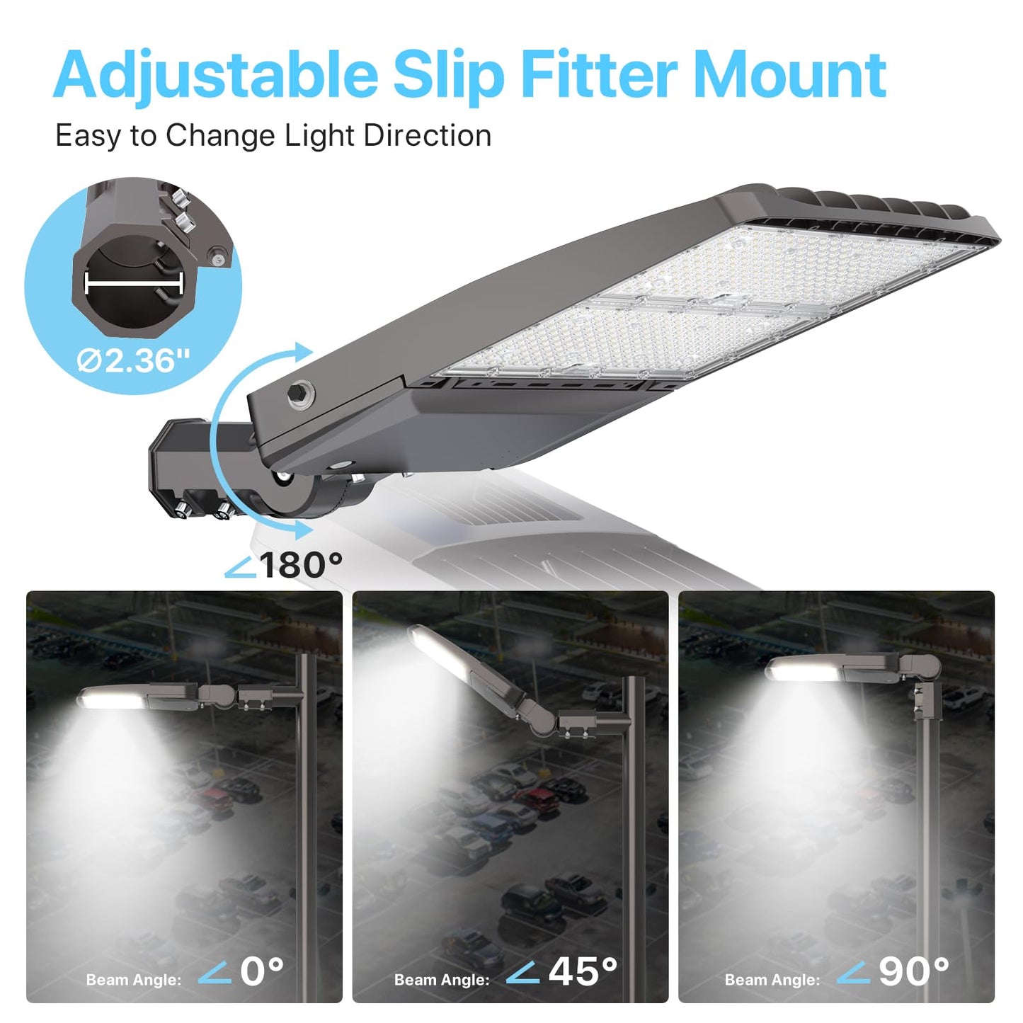 HYPERLITE Parking Lot Light 300W: 3 Pack 5000K 45,000lm Equivalent to 1,200W HPS/HID UL Certified - IP65 LED Shoebox Light with Photocell - Adjustable Slip Fitter for Barn Court Stadium Roadways
