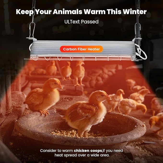 Large Chicken Coop Heater Lamp 60 Chicks, 400W Carbon Fiber Chicks Brooder Heater Plates, Adjust 2 Mode Temp&Hanging Height for Coop Brooder Box Supplies Livestock Heating Warm Poultry House14x5.5x3IN