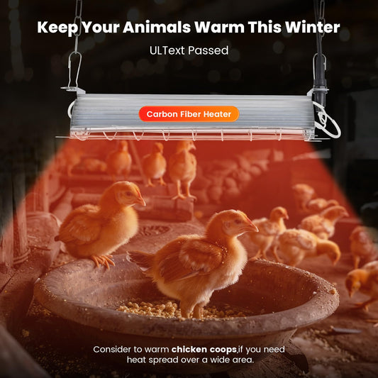 Large Chicken Coop Heater Lamp 60 Chicks, 400W Carbon Fiber Chicks Brooder Heater Plates, Adjust 2 Mode Temp&Hanging Height for Coop Brooder Box Supplies Livestock Heating Warm Poultry House14x5.5x3IN