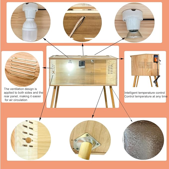Brooder Box for Chicks,Quail brooder Box,with Sliding Door,Table Legs,2 Types of Thermometer with Heat Lamp Set Suitable for Chicks/Duck/Parrot/Hamster (Upgraded Version 40"×15.7"×15.7")