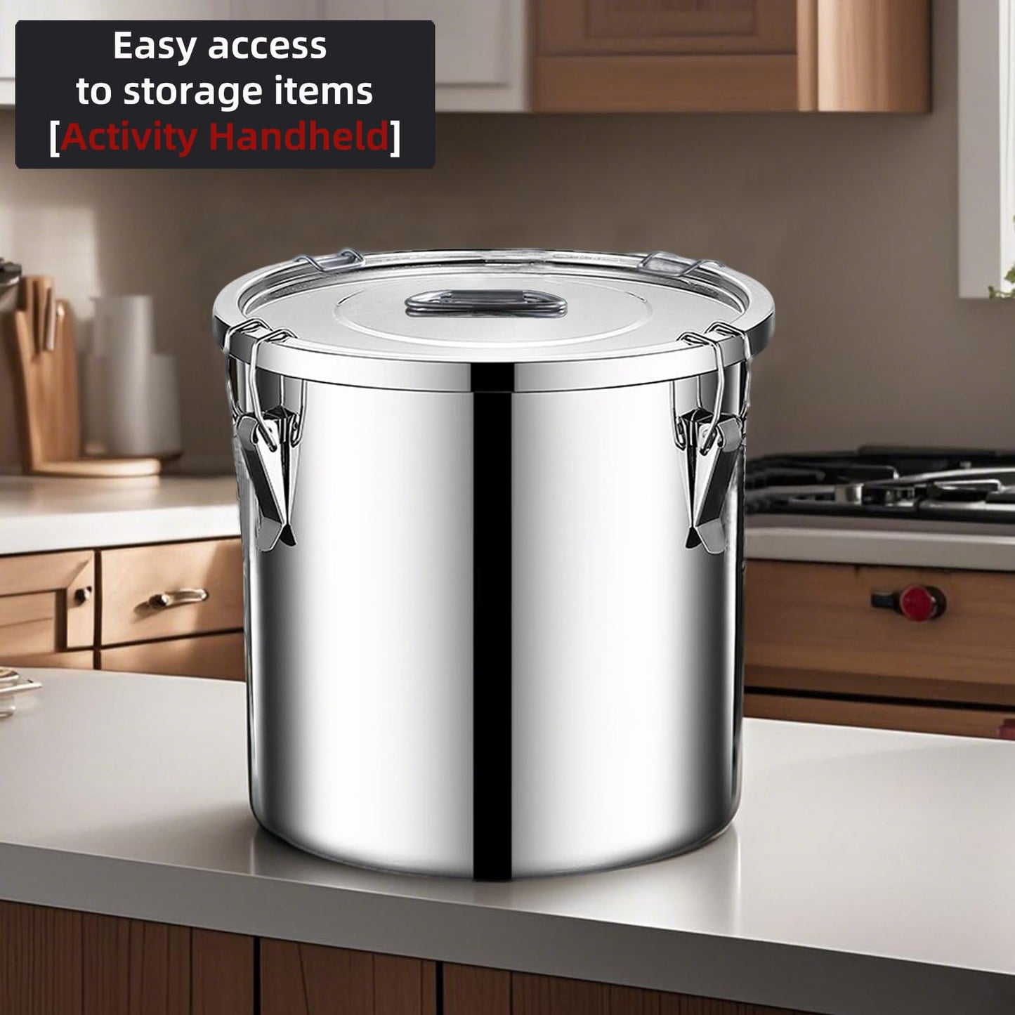 Verdeho stainless steel food storage containers with lids lock clips airtight container large airtight for rice flour sugar grain coffee bean storage containers Kitchen jar (1.59gal/6L)