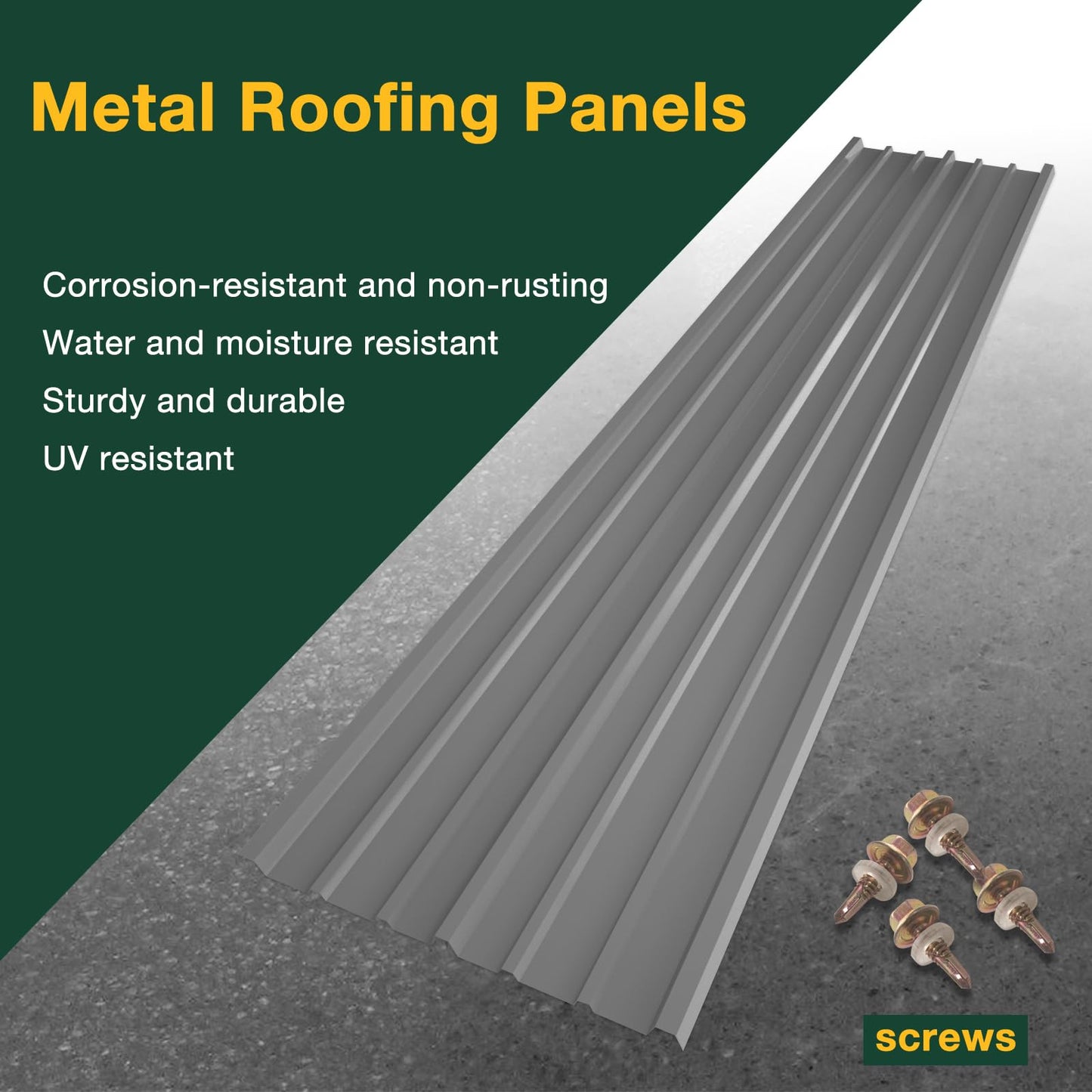 NeatiEase 10 Pcs Metal Roofing Panels, 8.1 Feet Corrugated Galvanized Roofing Panels Metal Siding Panels with Steel Screws for Pergola, Gazebo, Shed, Outdoor Storage, Chicken Coop, Patio,Garages