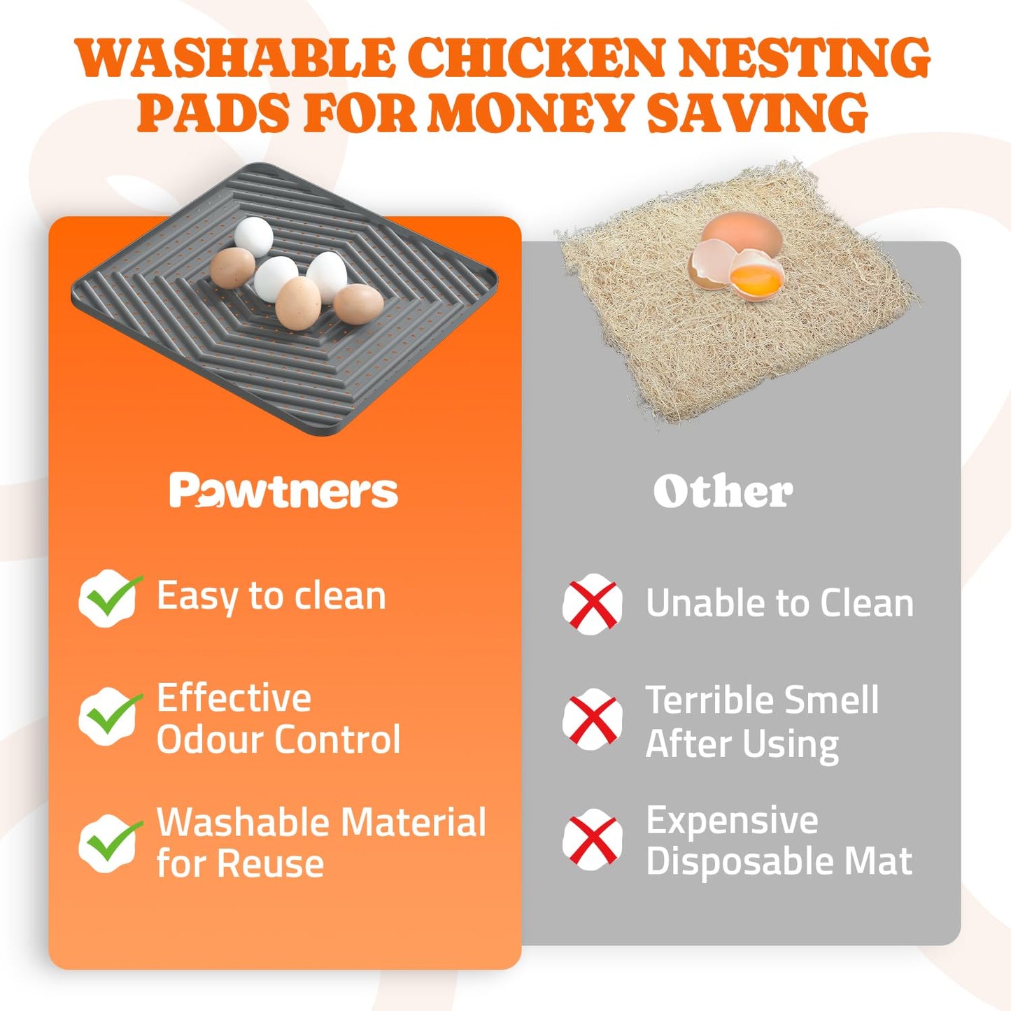 Chicken Nesting Box Liners: Washable Nesting Pads for Laying Eggs, 12x12, 10 Pack