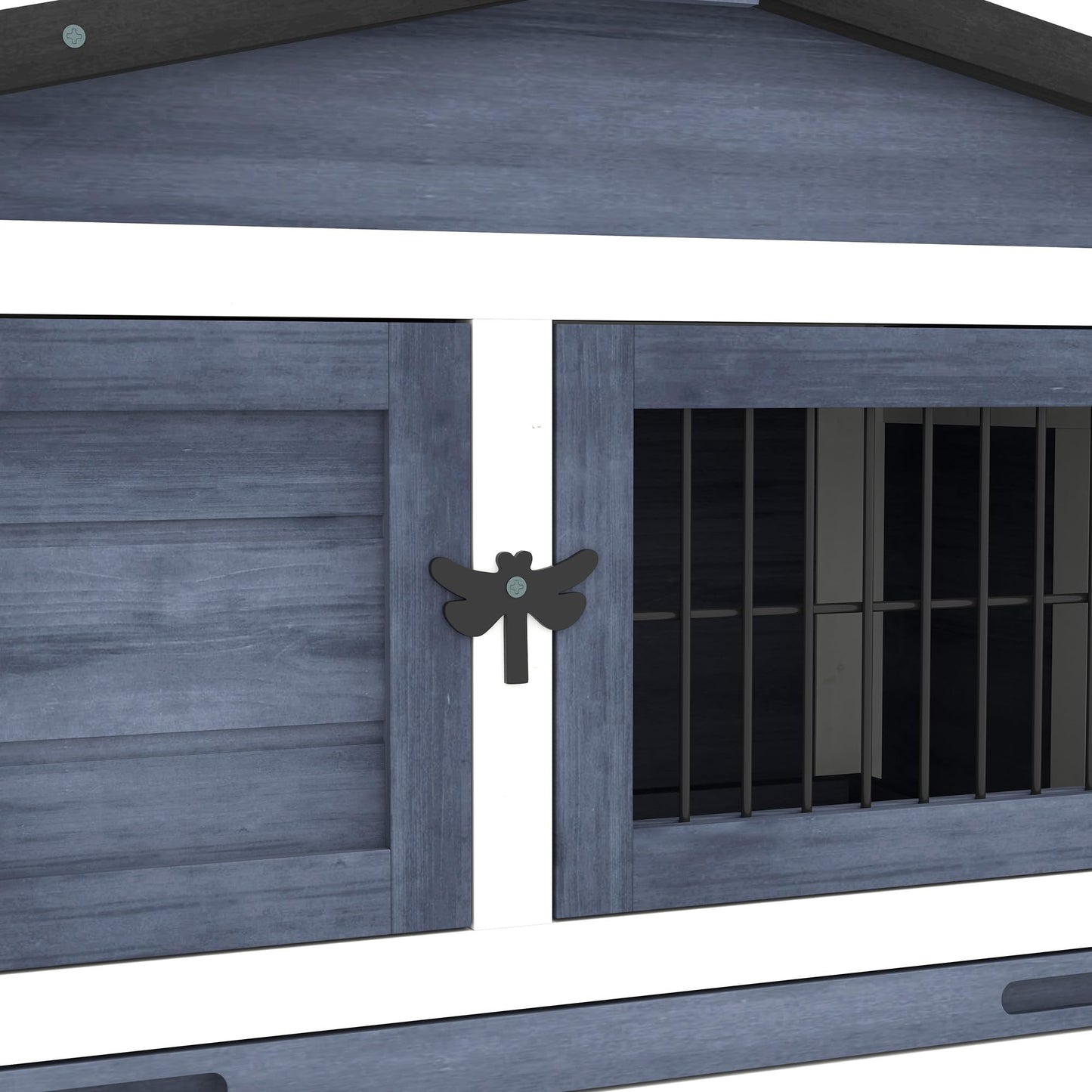 PawHut 2 Levels Outdoor Rabbit Hutch with Openable Top, 59" Wooden Large Rabbit Cage with Run Weatherproof Roof, Removable Tray, Ramp, Dark Gray